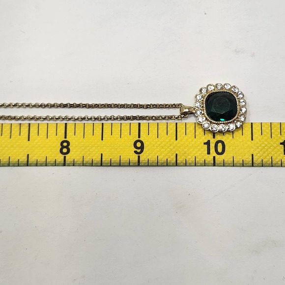 Crown Trifari Emerald Green Clear Crystal Necklace Earring Costume Jewelry Set - Picture 5 of 6